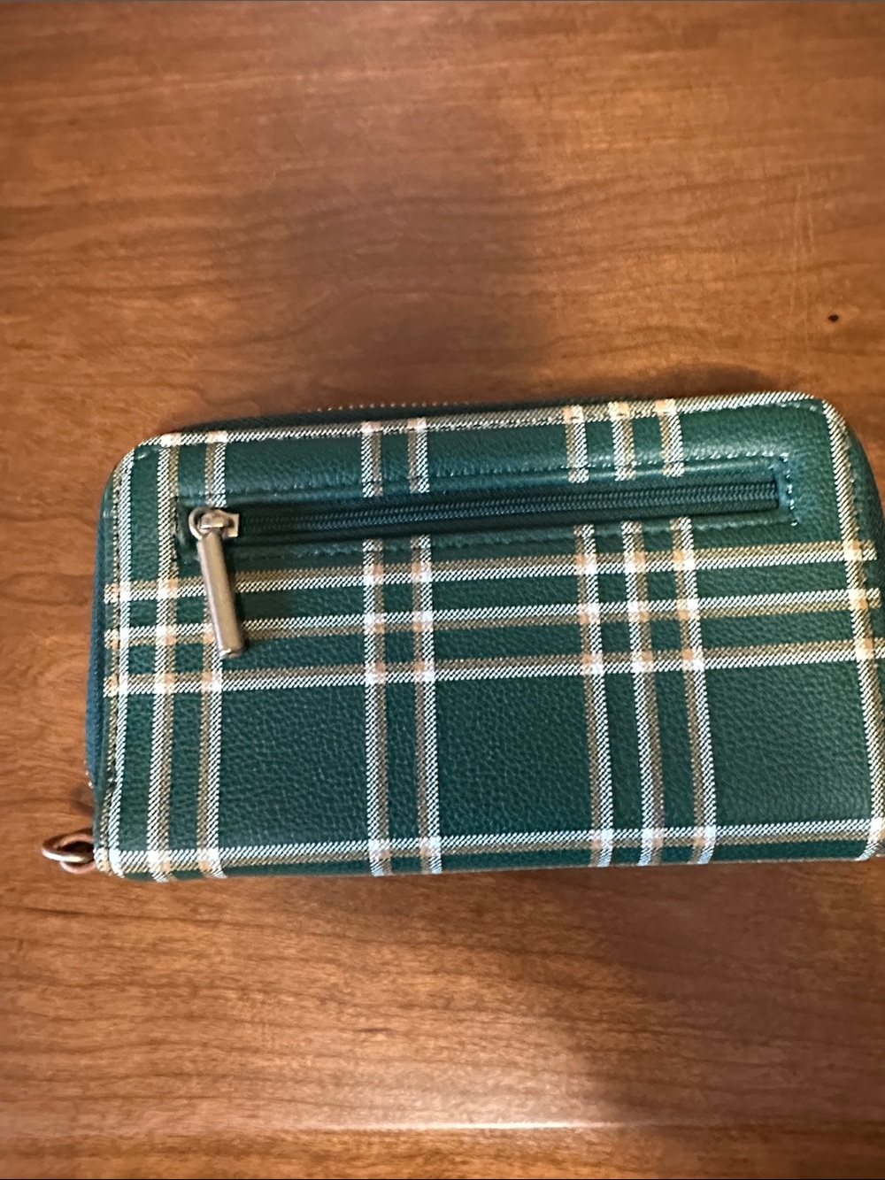 Thirty-One Evergreen Plaid Zip Wallet